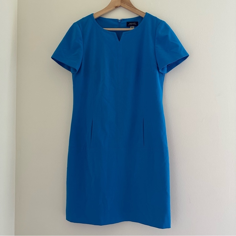 Tahari ASL Stretch Blue Shift Dress